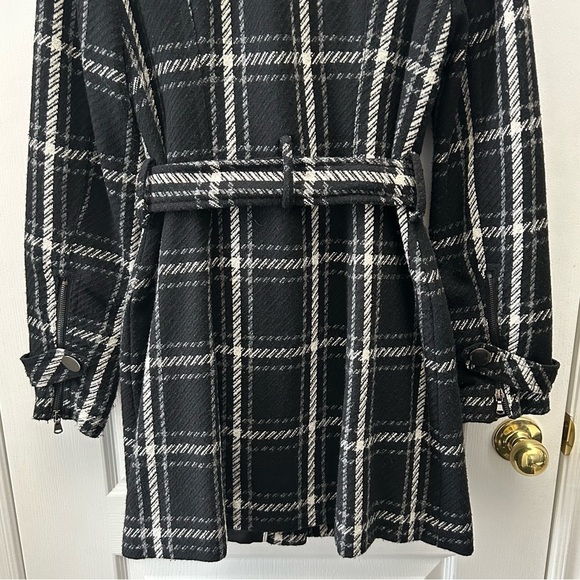Ricki’s Chic Black Grey White Plaid Coat Belted Size XS - Picture 7 of 16